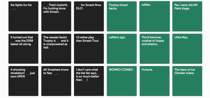 Illustration for article titled Smash Bros. Fans Have Some Great Ideas For Cards Against Humanity